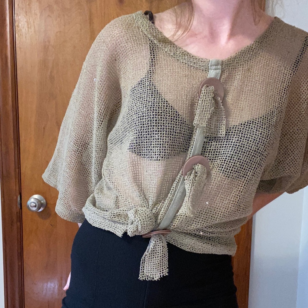 Iridescent Sequin Boho Bell Sleeve Top